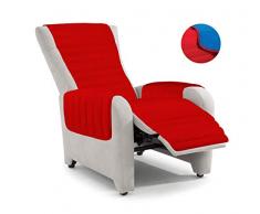ELEGANT PO-REC-Rosso Housse de Fauteuil inclinable matelassé, Rouge/Bleu Royal, Microfibre, Standard