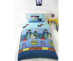 Super Heroes Lit Double Housse de Couette et 2Â Taie doreiller Parure de lit pour Enfant Comic Neuf