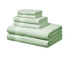 AmazonBasics Everyday Serviettes de toilette - 2 serviettes de bain, 2 essuie-mains et 2 gants de toilette, Vert bouteille