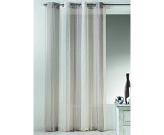 HomeMaison Voilage en Ã©tamine Fantaisie Ã Rayures Verticales, 100% Polyester, Taupe