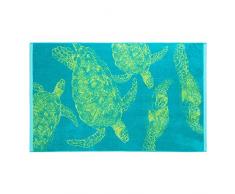 GÃ¶zze Drap de plage, 100% coton, 100 x 160 cm, Tortues, PÃ©trole, 10001-31