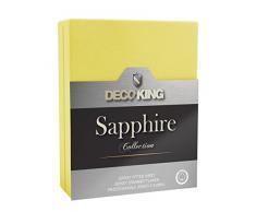 DecoKing Spannbettlaken Jersey Drap Housse, Coton, Jaune, 140 x 200-160 x 200 cm