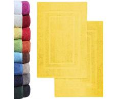 NatureMark Lot de 2 Tapis de Bain en éponge 100 % Coton Jaune 50 x 80 cm