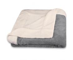 CelinaTex Toronto Couverture/Plaid en Polaire Microfibre Effet Peluche, Polyester, weiÃ/Grau, 150 x 200 cm