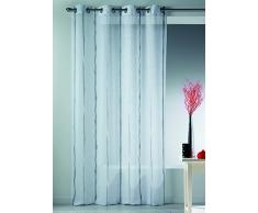 Home Maison 09335-8-AL Voilage Etamine Jacquard Fils Coupes avec Oeillets Ronds Gris/Argent 140 x 260 cm
