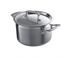 Le Creuset Faitout en Inox 3-ply Intégral avec Couvercle, 18 cm, Capacité 2,3 L, Compatible avec Toutes Sources de Chaleur (y Compris Induction), Argenté