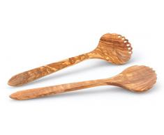 Continenta Couverts à Salade Olivier No. 1, Couvert de Service à Salade en Bois dolivier huilé, en Un Seul Morceau, Acier de qualité, Tailleâ¯: 31,5 cm, laffeâ¯: 9 x 9 cm