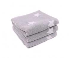 Lasa Stars-Set de Serviette de Toilette 33 x 50 cm Toilette 50 x 100 cm 100 x 150 cm Gris