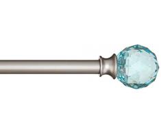 AmazonBasics Tringle à rideau décorative diamètre 1,6 cm avec embouts Boule à facette - 122 cm, Bleu turquoise
