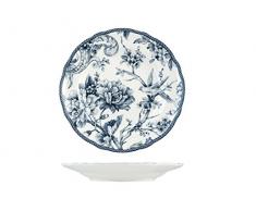 H&H Adelaide Set Assiettes Fruits, Porcelaine, Blanc/Bleu, 6Â unitÃ©s