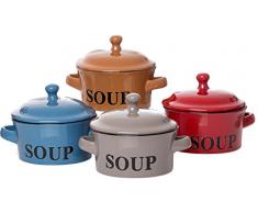Ritzenhoff & Breker Regina Lot de 4 tasses Ã soupe avec couvercle et anse Couleurs assorties 460 ml