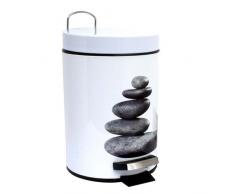 Frandis P356064 Poubelle Ã PÃ©dale MÃ©tal avec Seau Plastique DÃ©coration Cailloux 3 L 17 x 17 x 24,5 cm