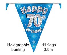 Oak Tree Guirlande de 11 fanions holographiques mÃ©tallisÃ©s Inscription Happy Birthday 3,9Â m