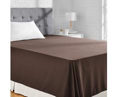 AmazonBasics Drap plane en microfibre, Marron (Chocolate), 230 x 260 + 10 cm