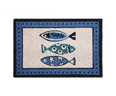 Excelsa Ocean Paillasson entrÃ©e, Fibre de Coco, Bleu, 40Â x 60Â cm