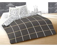 Soleil dOcre 635396 Alpha Parure Housse de Couette 2 Personnes Coton Gris 240 x 220 cm