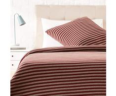 AmazonBasics Parure de lit en jersey, rayures, - 140 x 200 cm / 65 x 65 cm, Rouge foncÃ©