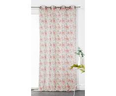 Linder Voilage Motif Fleuri 150x240 cm, Beige et Rose, 150x240