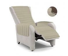 ELEGANT PO-REC-Tortora Housse de Fauteuil inclinable matelassé, Gris Tourterelle/Marron, Microfibre, Standard