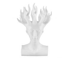 Arte Dal Mondo E1063PW Vase Tête Sculpture surréaliste en résine laquée, White, 47x32x32 cm