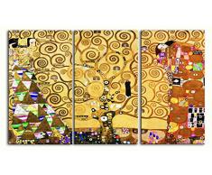 Legendarte Tableau, Impression sur Toile - larbre De Vie (3 Cadres) Gustav Klimt - cm. 150x90 (3 Panneaux)