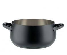 Alessi Sg101/24 B Mami Faitout en Acier Inoxydable 18/10 avec Revêtement en Résine Silicone, Noir, Fond en Acier Magnétique Compatible avec la Cuisson Par Induction, à 24 Cm