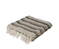 Madura Mani Plaid Coton Naturel/Gris 140 x 180 cm
