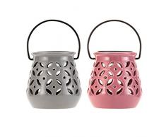 Pauleen 48064 Sunshine Bloom kit deÂ 2 lanternes solaires dextÃ©rieur, cÃ©ramique, Gris/Rose-pour balcons ou Jardins, 0.012 W
