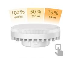 ledscom.de GX53 LED Ampoule 6W=38W 420lm Blanche-Chaude 3-Stufen (1. Stufe= 420lm 2. Stufe= 210lm 3. Stufe= 63lm) atténuation sans variateur avec Lichtschalter