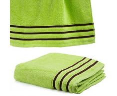 Drap De Douche 70x140 cm 100% Coton - 550 grS/m2 Anis avec Liserets Chocolat