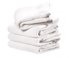 iDesign ensemble serviettes de bain (lot de 4), petites serviettes en coton au design tissÃ©, serviettes douces et absorbantes avec accroches pour Ã©vier ou WC invitÃ©s, blanc