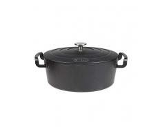 Sitram COCOTTE Sitrabella ovale en fonte émaillée grande capacité 6,5 litres - Extérieur et intérieur noir - toutes sources de chaleur y compris induction et four - 711092