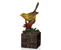 Arte Dal Mondo AL269BM Canari Sculpture Classique en Bronze Polychrome avec Base en marbre 23x9x8 cm