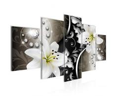 Tableau decoration murale Lys de Fleurs 200 x 100 cm - XXL Impression sur Toile Salon Appartment 5 Parties - prÃªt Ã accrocher - 208051a