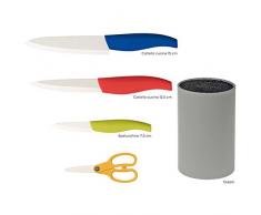 HABI 9746100Â souche Rond pour 3Â Couteaux Ciseaux, PolypropylÃ¨ne/cÃ©ramique, Gris/Multicolore