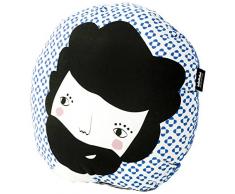 Paparajote Factory 181714 Coussin Motif Sebastian Folk Coton/Polyester Bleu 40 x 40 x 14 cm