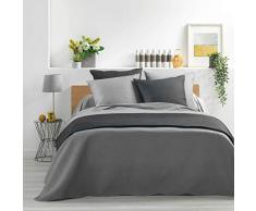 douceur dintérieur MEYLINE Couvre LIT 2 Personnes Matelasse +2 Housses DE Coussin 60X60, Gris, 240 x 260 CM