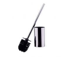 Relaxdays Porte brosse WC support brosse toilettes fixation murale argentÃ© rÃ©flÃ©chissant HxlxP: 44,5 x 8,5 x 8,5 cm, argent/noir