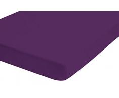 biberna 0002744 Drap housse castor fin Kids & Teens (hauteur matelas max.22 cm) (coton) 60x120 cm -> 70x140 cm, violet foncé