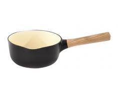 Berghoff Ron en Fonte Ã©maillÃ©e Casserole avec Manche en Bois, Noir