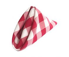 LA Linen Lot de 10 Serviettes de Table Motif Vichy à Carreaux - 45,7 x 45,7 cm, Polyester, Blanc/Fuchsia, 45.72 x 45.72 x 0.04 cm