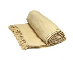 Just Contempo Couvre-lit 100 % coton en nid dabeille Grand format, 100 % coton, Beige, Lit simple 178 x 254 cm