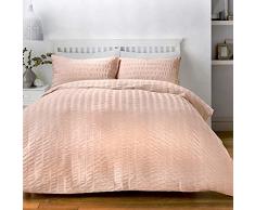Serene Seersucker Parure de lit, 52% Polyester, 48% Coton, Rose poudré, Simple