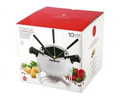 Home 8983830 Service à Fondue Anti-Fondue 10 Pièces Métal Blanc