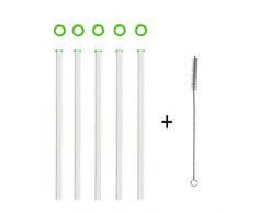 KOCH Paille en verre, droit, citron vert, avec pinceau, Lot de 5