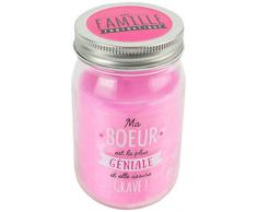 DITES LE AVEC DES MOTS MO0158 Bougie Mason Jar, Cire/Verre, Rose, 7,8 x 7,8 x 13,2 cm