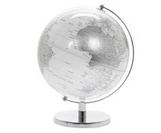 Lesser & Pavey Globe terrestre Rotatif Vintage avec Support en métal pour Bureau Argenté/Blanc, Argenté, 34cm