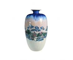 lachineuse Vase Porcelaine Chinoise - Motif Paysages Zen - H. 30 cm