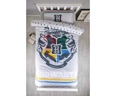 Harry Potter Alumni Parure de lit rÃ©versible avec taie doreiller Assortie Motif Ã©cusson Poudlard Gris
