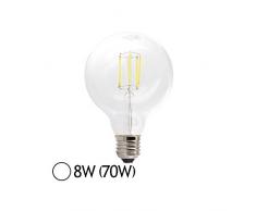 Vision-EL 77150 Ampoule LED E27 G95 Filament 8W 6000°K, Verre, 8 W, Transparent